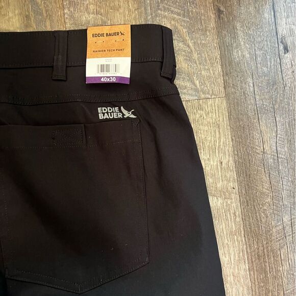 NWT Eddie Bauer Ranier Tech Pants Pockets StretchWater Repellant Black Sz 40x30 - Picture 7 of 10